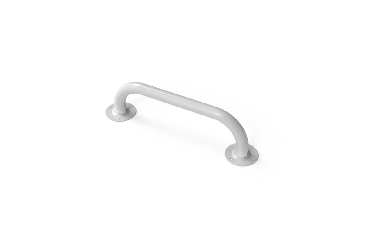 Nymas 450mm White Round Flange Steel Grab Rail with Exposed Fixings, 25mm Diameter GR-18/25/WH