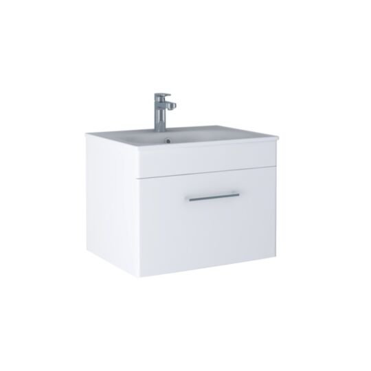 Tucker French Bucks 500mm Wall Mounted Single Drawer Basin Unit Matt White